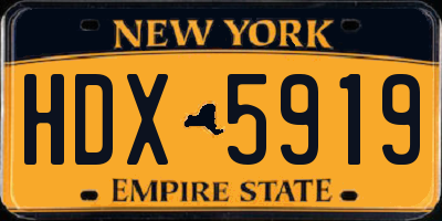 NY license plate HDX5919