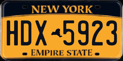 NY license plate HDX5923