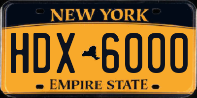 NY license plate HDX6000