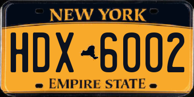 NY license plate HDX6002