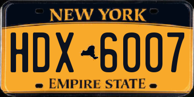 NY license plate HDX6007