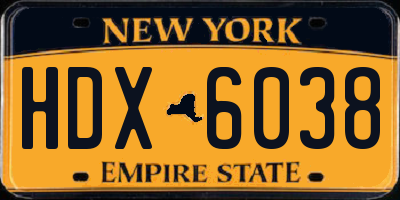 NY license plate HDX6038