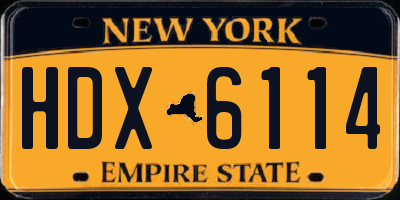 NY license plate HDX6114