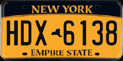 NY license plate HDX6138