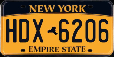 NY license plate HDX6206