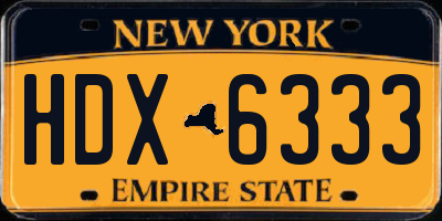 NY license plate HDX6333