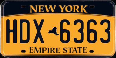 NY license plate HDX6363