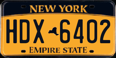 NY license plate HDX6402