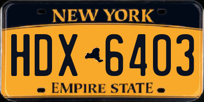NY license plate HDX6403