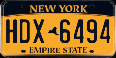 NY license plate HDX6494