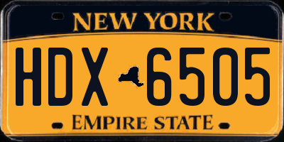 NY license plate HDX6505