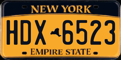 NY license plate HDX6523