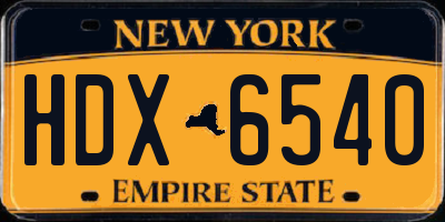 NY license plate HDX6540