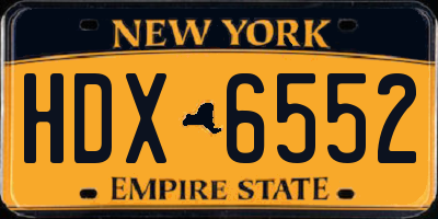 NY license plate HDX6552