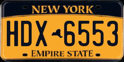 NY license plate HDX6553
