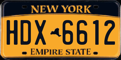 NY license plate HDX6612