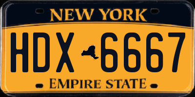 NY license plate HDX6667