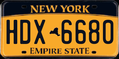 NY license plate HDX6680