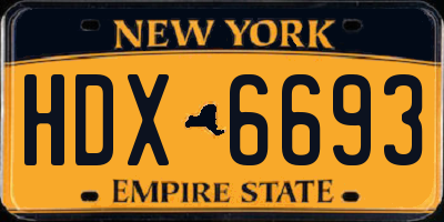 NY license plate HDX6693
