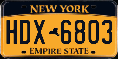 NY license plate HDX6803