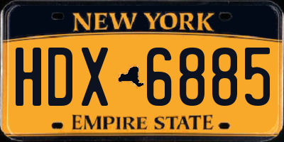 NY license plate HDX6885