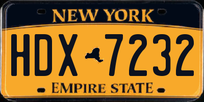 NY license plate HDX7232