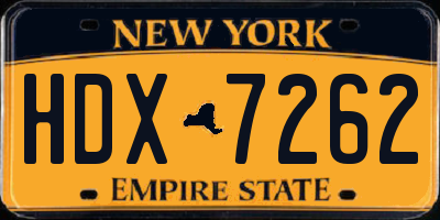NY license plate HDX7262