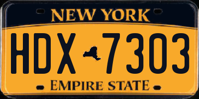 NY license plate HDX7303