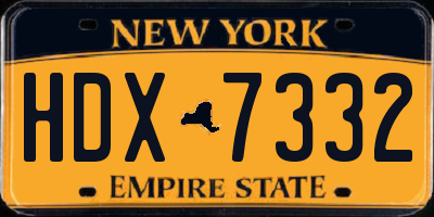 NY license plate HDX7332