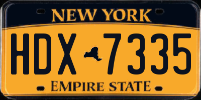 NY license plate HDX7335