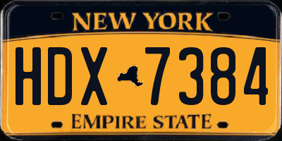 NY license plate HDX7384