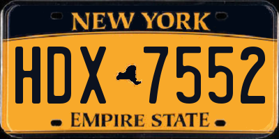 NY license plate HDX7552