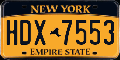 NY license plate HDX7553