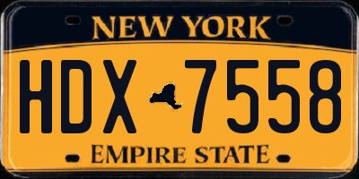 NY license plate HDX7558