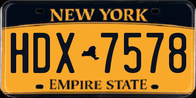 NY license plate HDX7578
