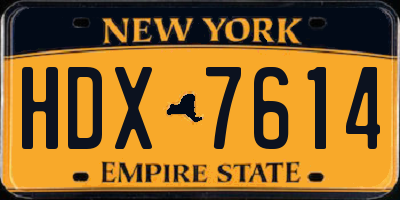 NY license plate HDX7614