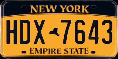 NY license plate HDX7643
