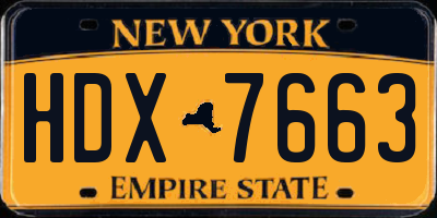 NY license plate HDX7663