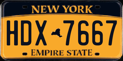 NY license plate HDX7667