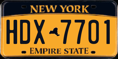 NY license plate HDX7701