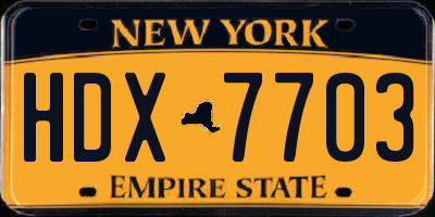 NY license plate HDX7703