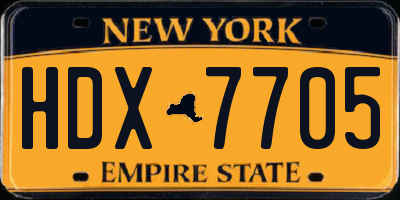 NY license plate HDX7705