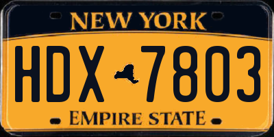 NY license plate HDX7803