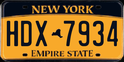 NY license plate HDX7934