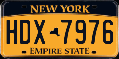 NY license plate HDX7976