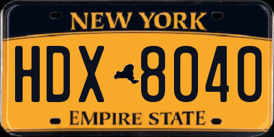 NY license plate HDX8040