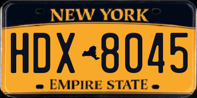NY license plate HDX8045
