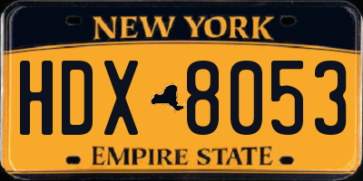 NY license plate HDX8053