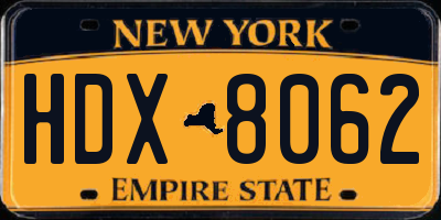 NY license plate HDX8062