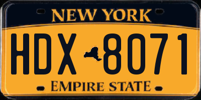 NY license plate HDX8071